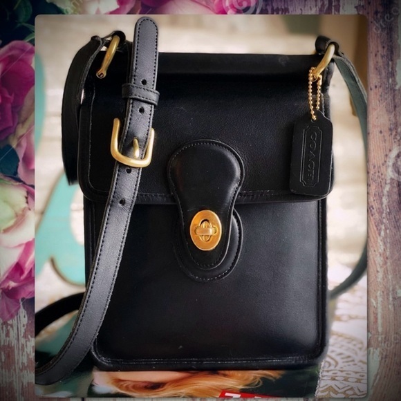 VINTAGE COACH BLACK LEATHER MURPHY BAG 9930 - Picture 1 of 17